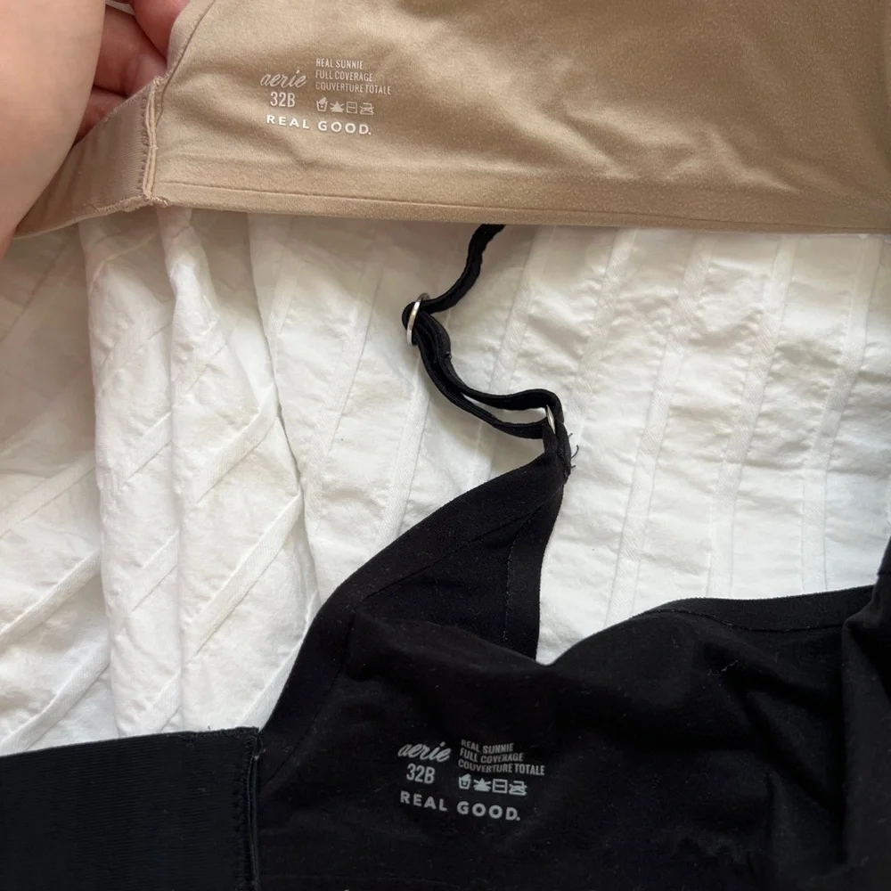 Aerie Sunnie Full Coverage Lightly Lined Bra Black and Tan Set - Picture 2 of 4